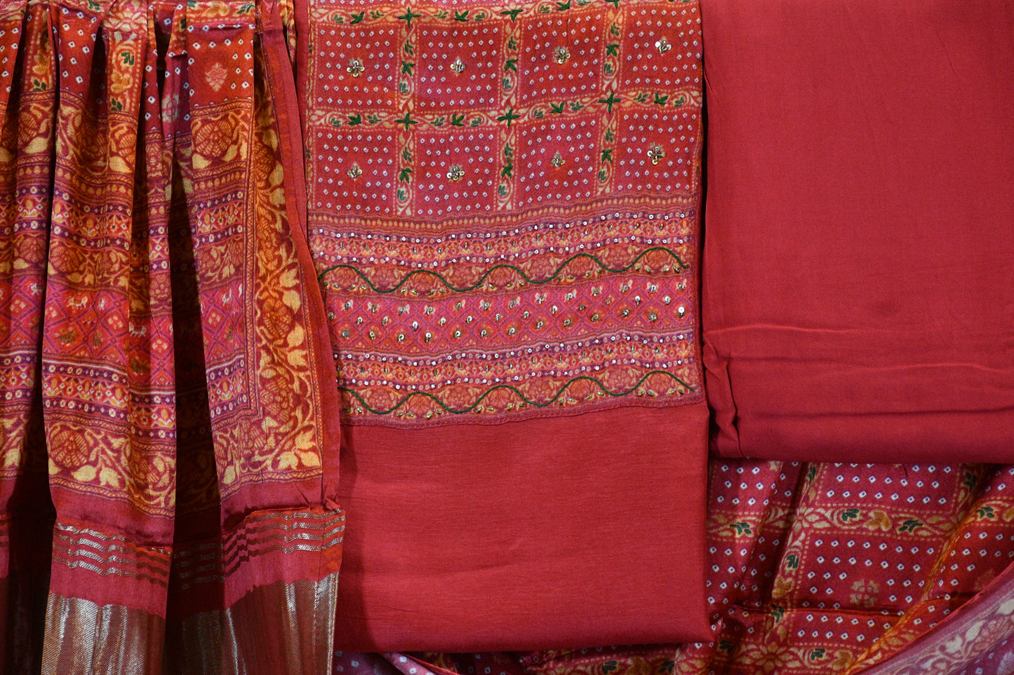Rust Red Heritage Print Dress Material