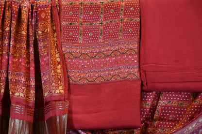 Rust Red Heritage Print Dress Material