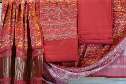 Rust Red Heritage Print Dress Material