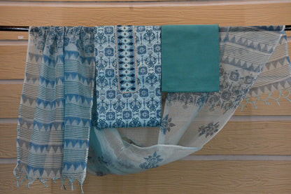 Blue Cotton Dress Material