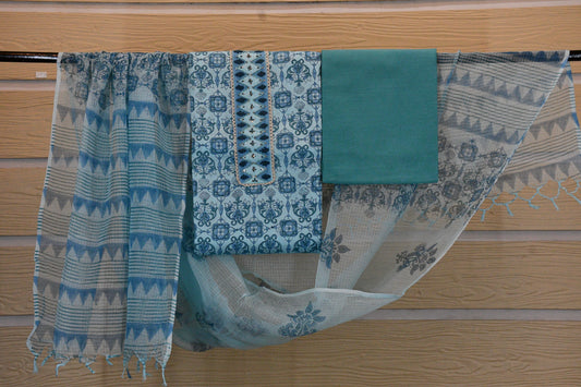 Blue Cotton Dress Material