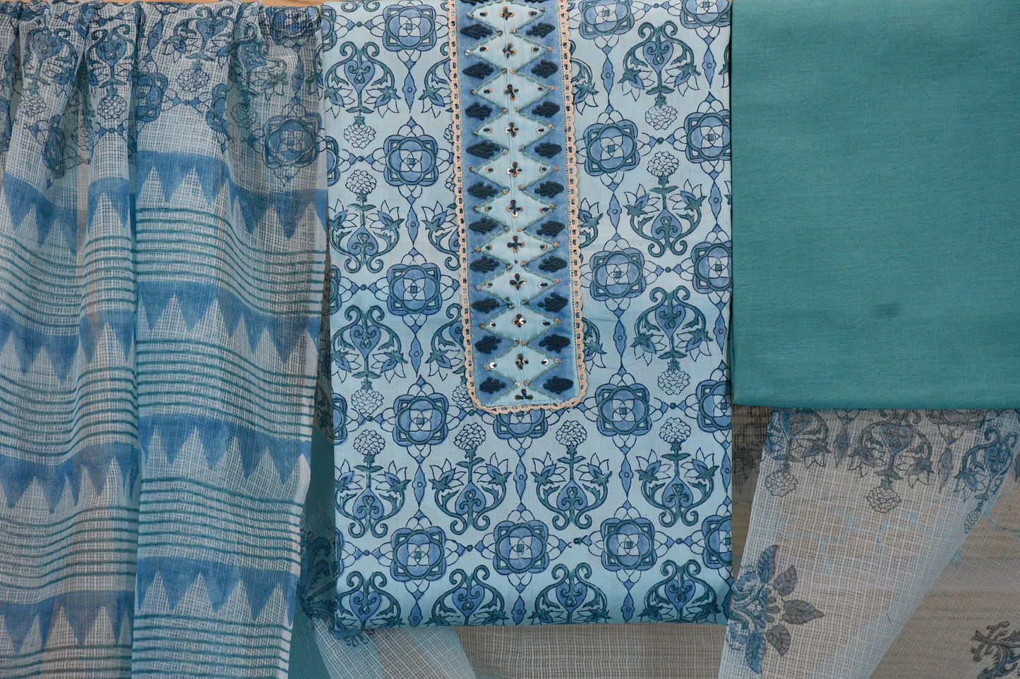 Blue Cotton Dress Material