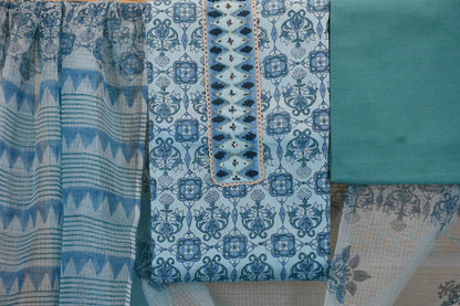 Blue Cotton Dress Material