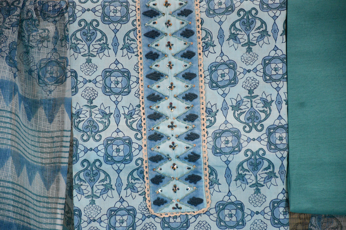 Blue Cotton Dress Material