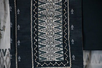 Charcoal Grey Cotton Dress Material