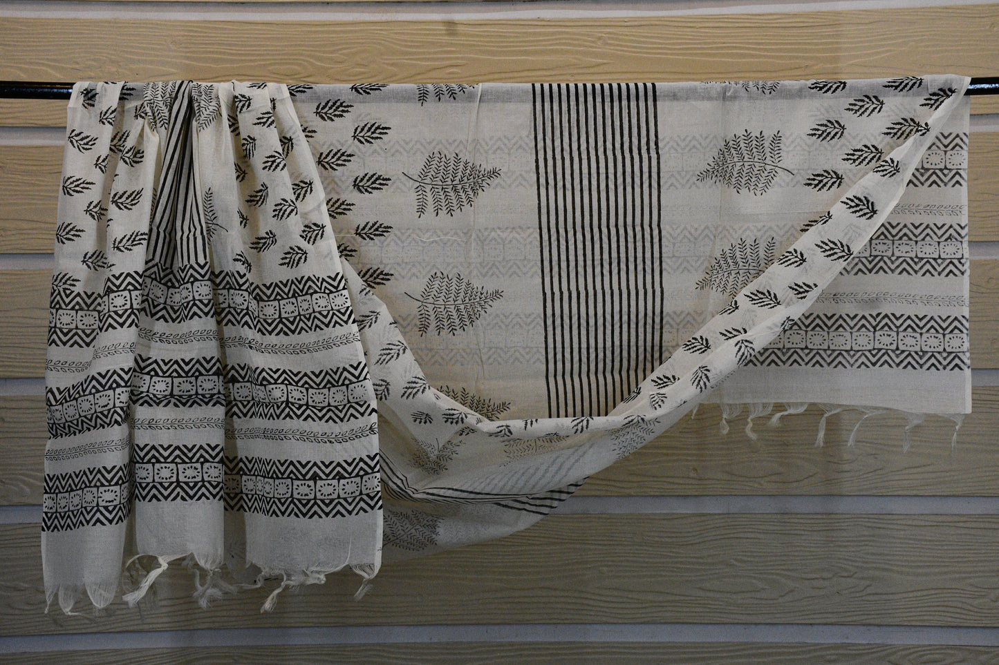 Black & White Block Print Cotton Material