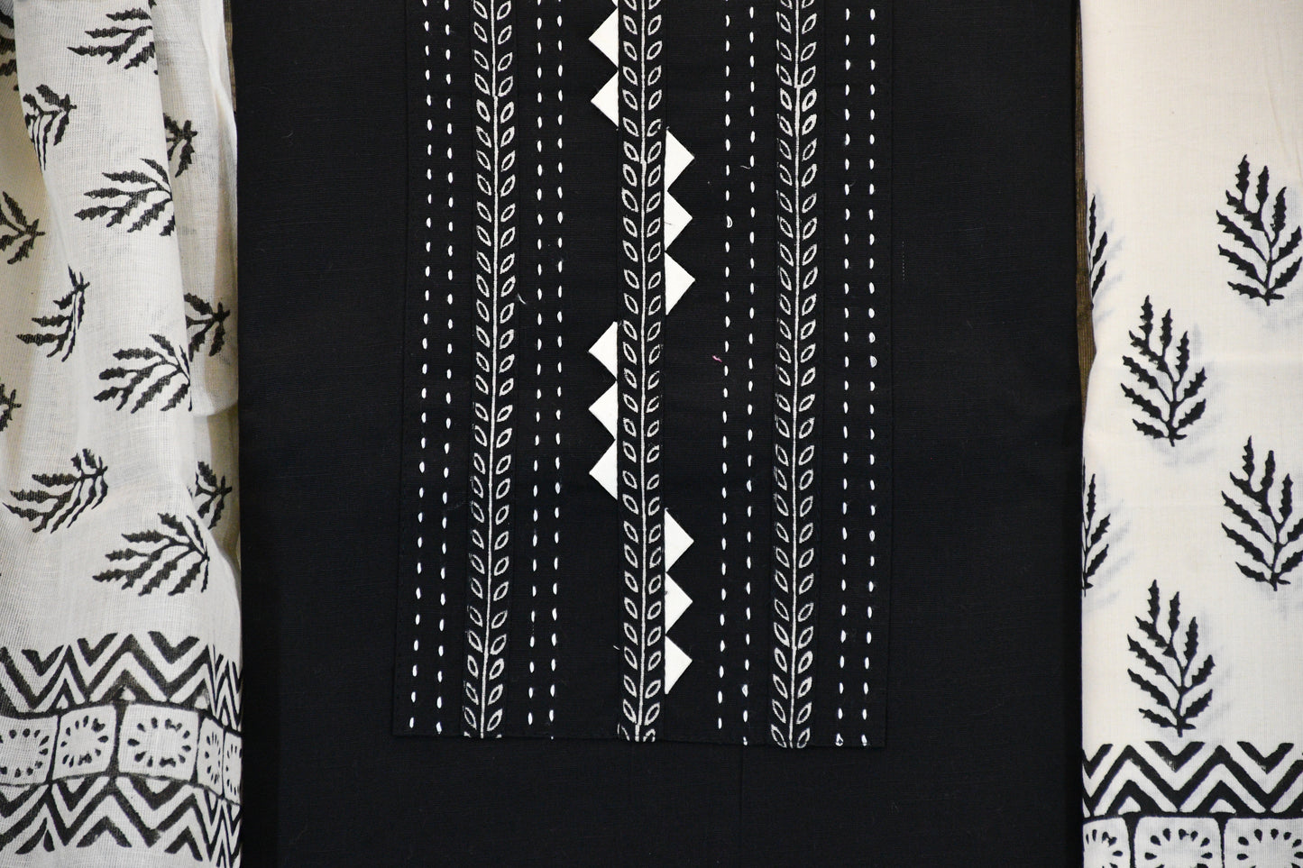 Black & White Block Print Cotton Material