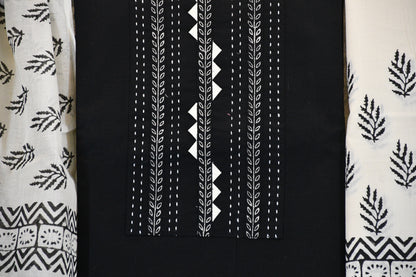 Black & White Block Print Cotton Material