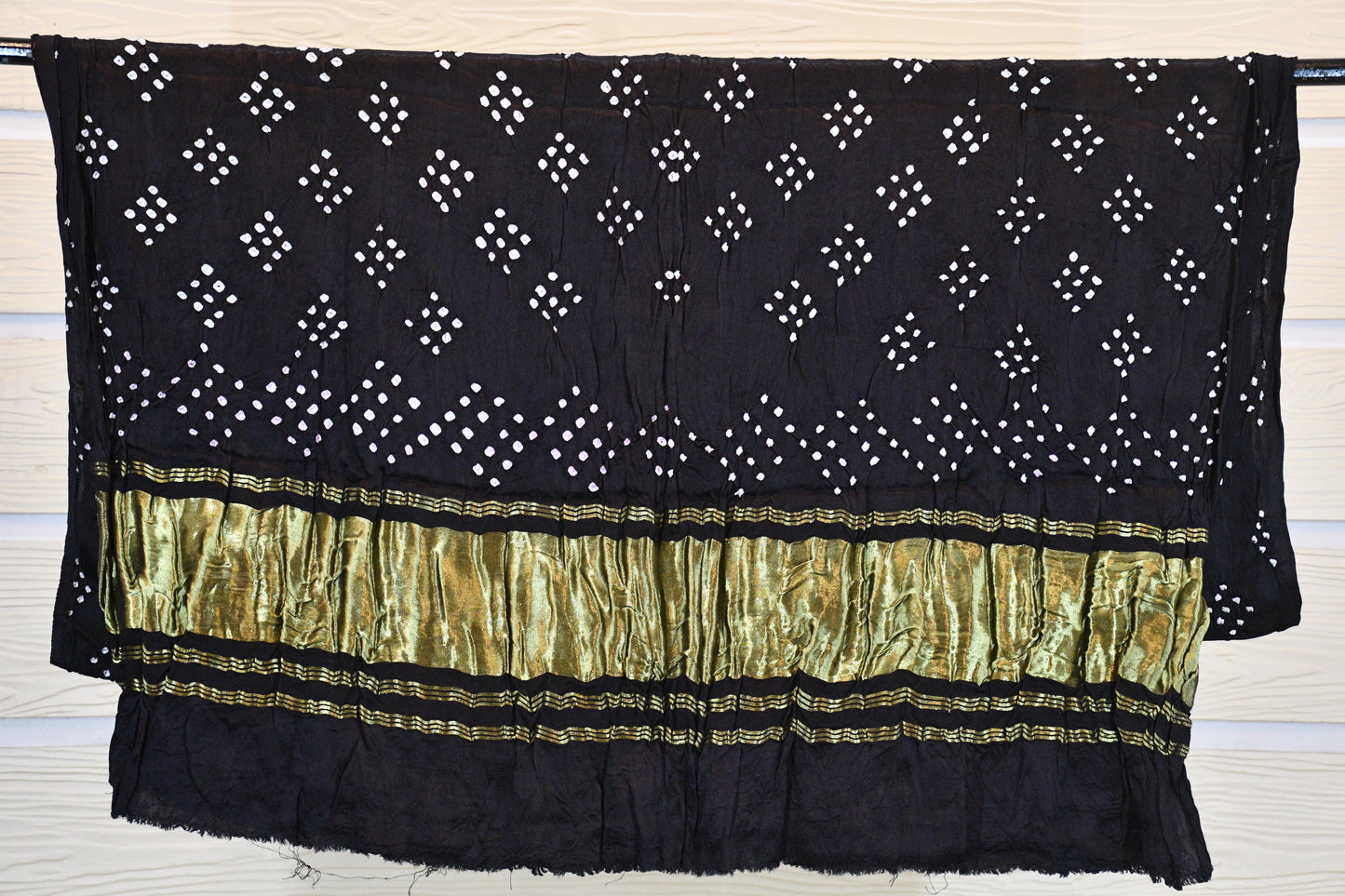 Navy Blue Bandhani Gajji Silk With Lagdi patta