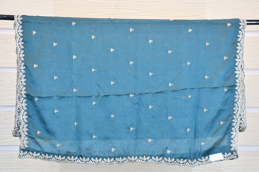 Teal Blue Silk Blend Dupatta