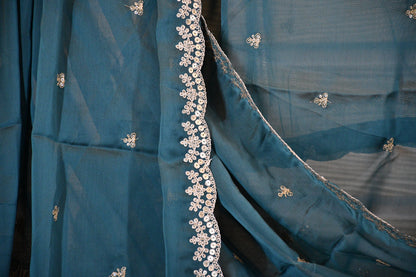 Peacock Blue Silk Blend Dupatta