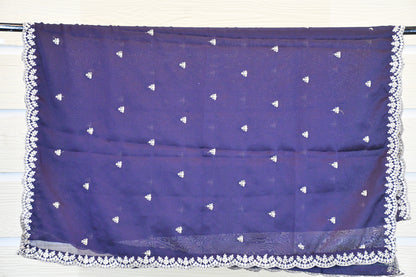 Navy Blue Silk Blend Dupatta