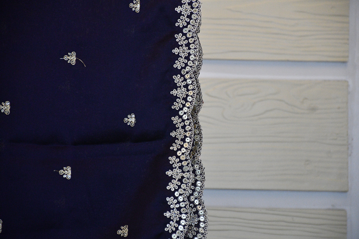 Navy Blue Silk Blend Dupatta