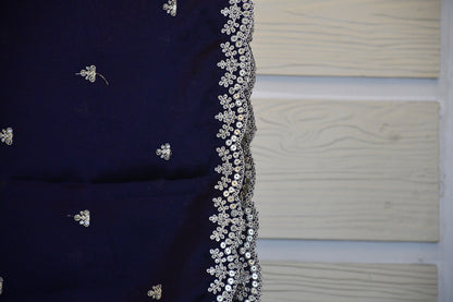 Navy Blue Silk Blend Dupatta