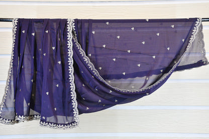 Navy Blue Silk Blend Dupatta