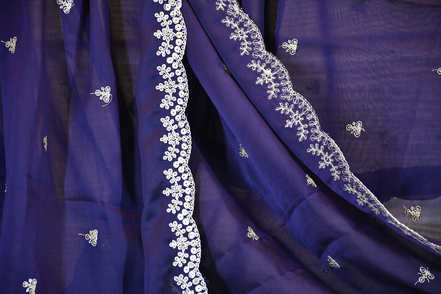 Navy Blue Silk Blend Dupatta