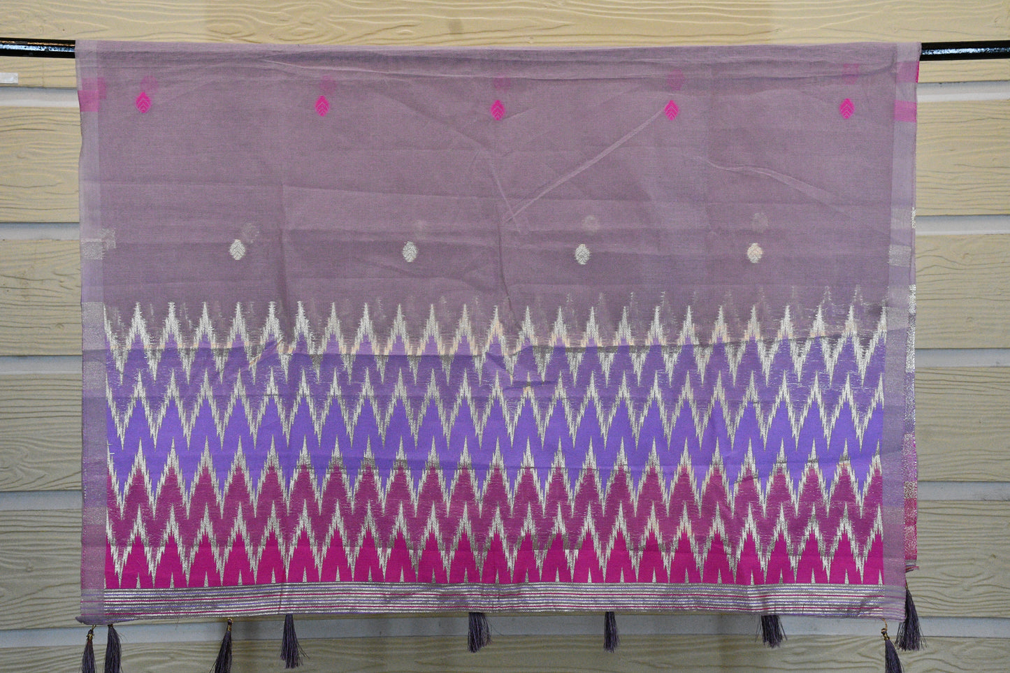 Lavender & Magenta Ikat-Inspired Cotton Dress Material Set