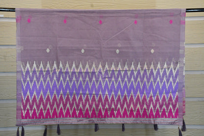 Lavender & Magenta Ikat-Inspired Cotton Dress Material Set