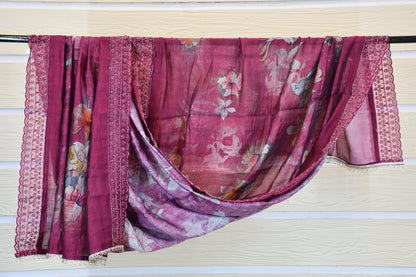 Wine Berry Magenta Floral Printed Dress Material Set