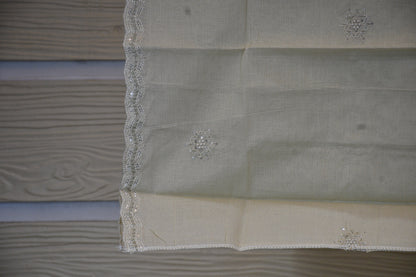 Ivory Beige Embroidered Dress Material Set