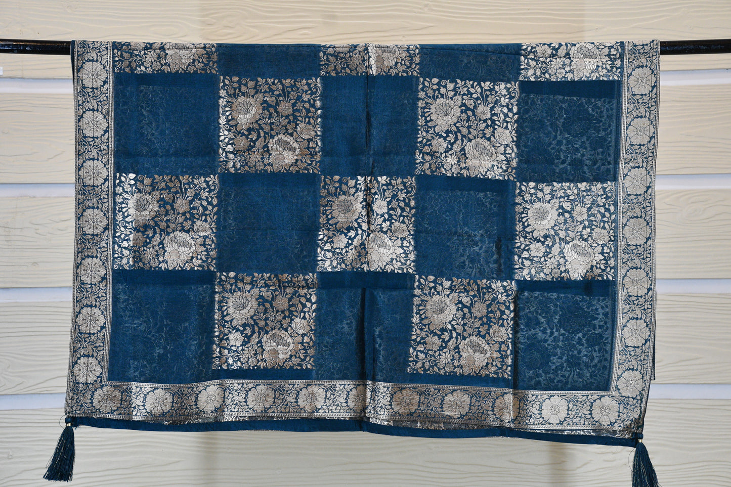 Teal Blue Banarasi Woven Dress Material Set