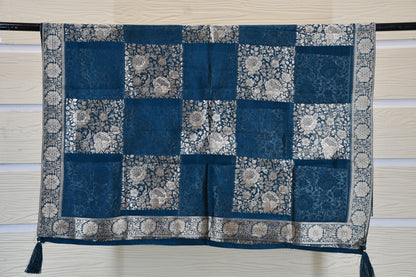 Teal Blue Banarasi Woven Dress Material Set