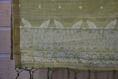 Olive Green Dress Material Set