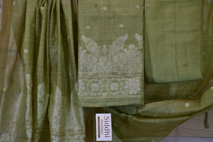 Olive Green Dress Material Set