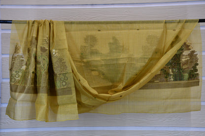 Mustard Printed Cotton Dress Material Set
