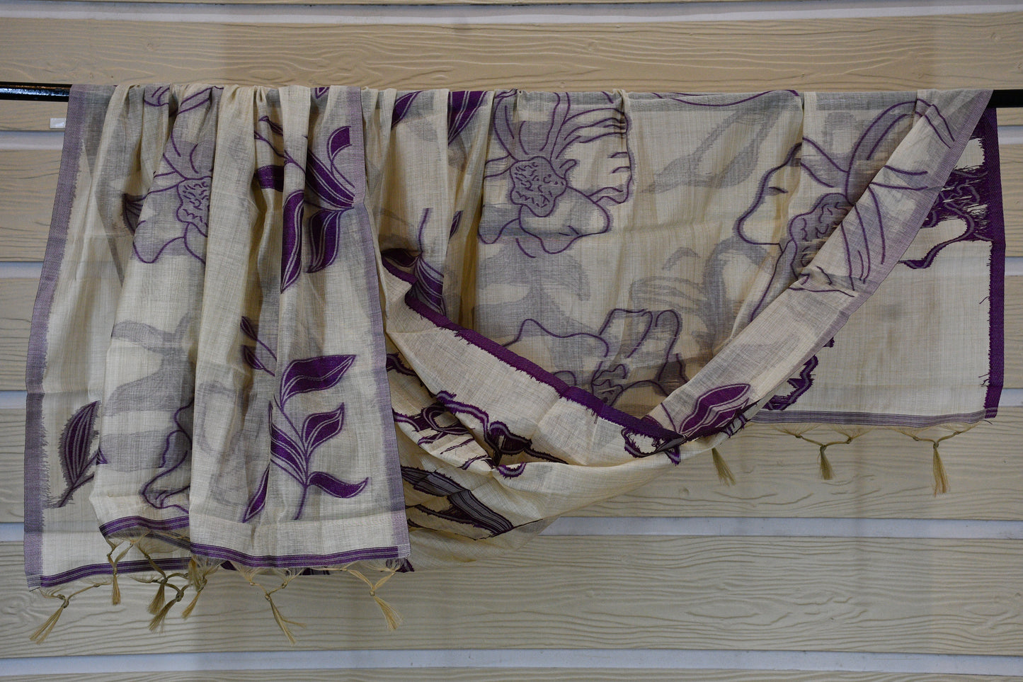 Ivory Floral Printed Cotton Dress Material Set