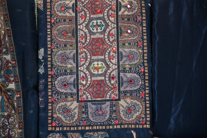 Navy Blue Paisley Printed Suit Set