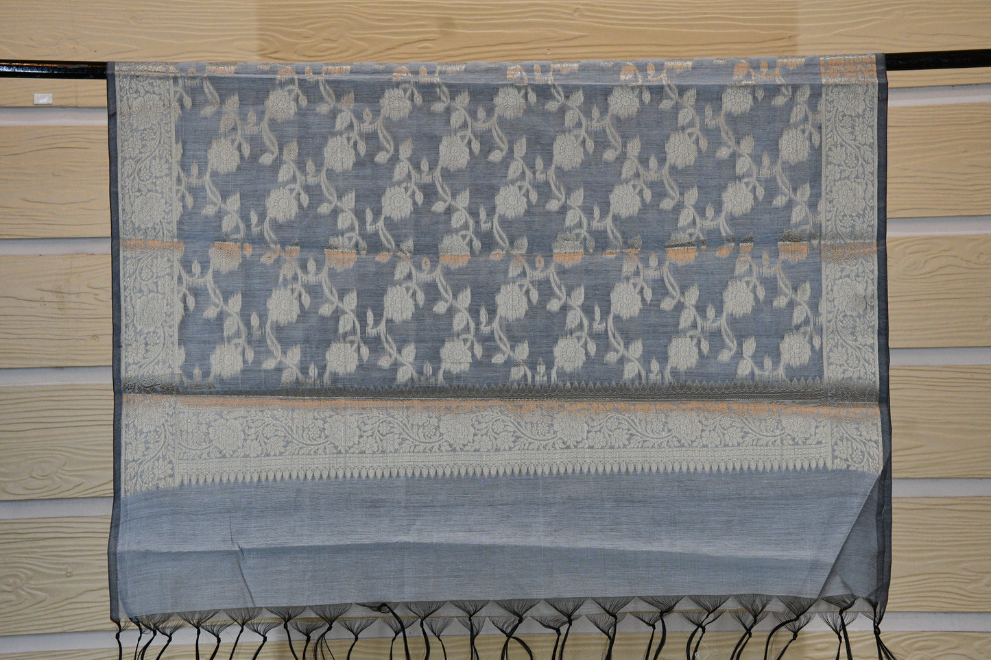 Steel Blue Woven Dress Material Set