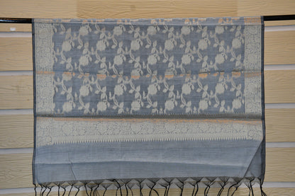 Steel Blue Woven Dress Material Set