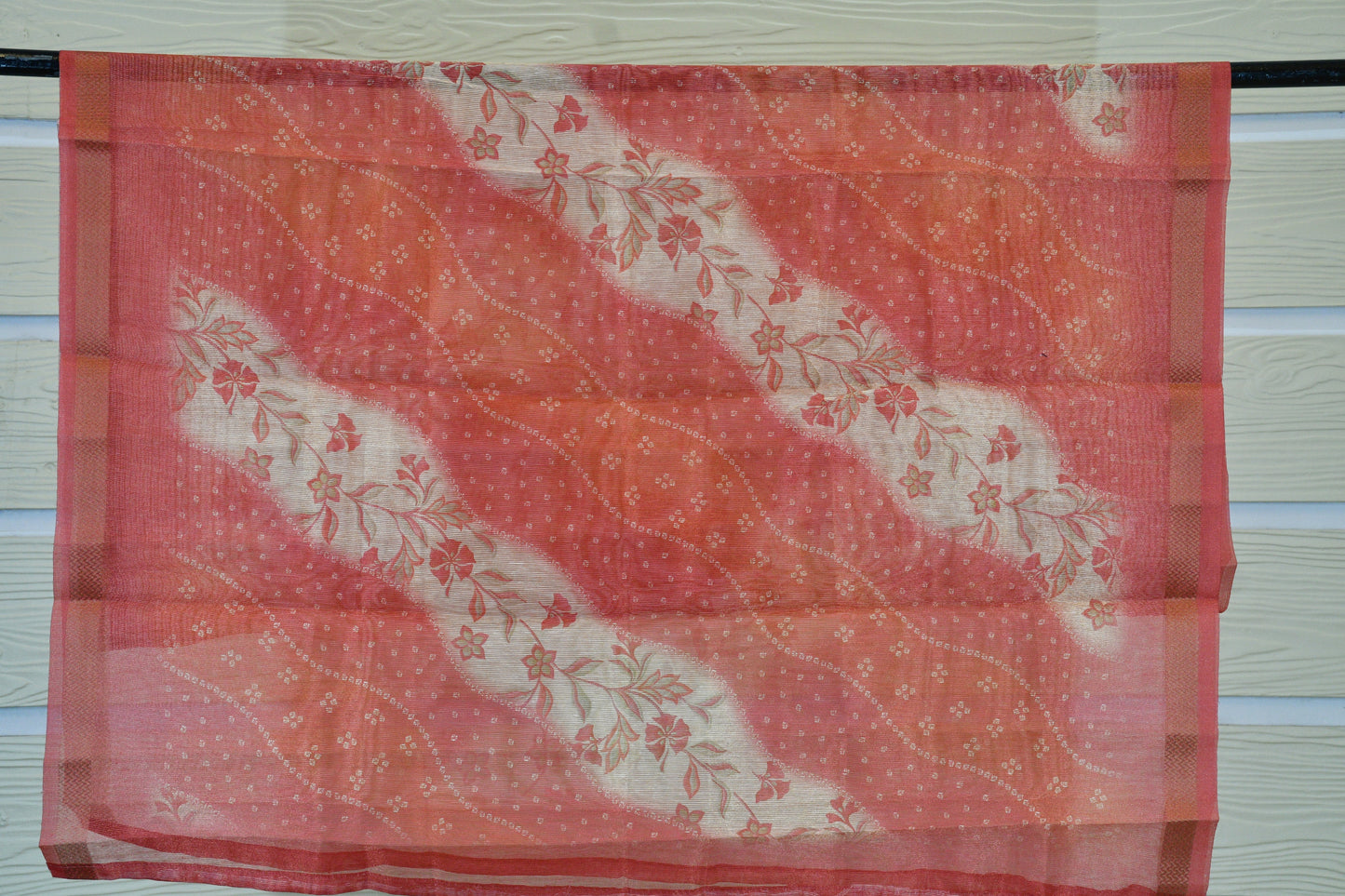 Coral Red Embroidered Cotton Dress Material Set
