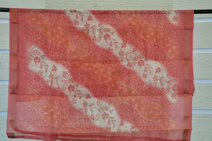 Coral Red Embroidered Cotton Dress Material Set