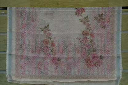 Pastel Pink Floral Printed Dress Material