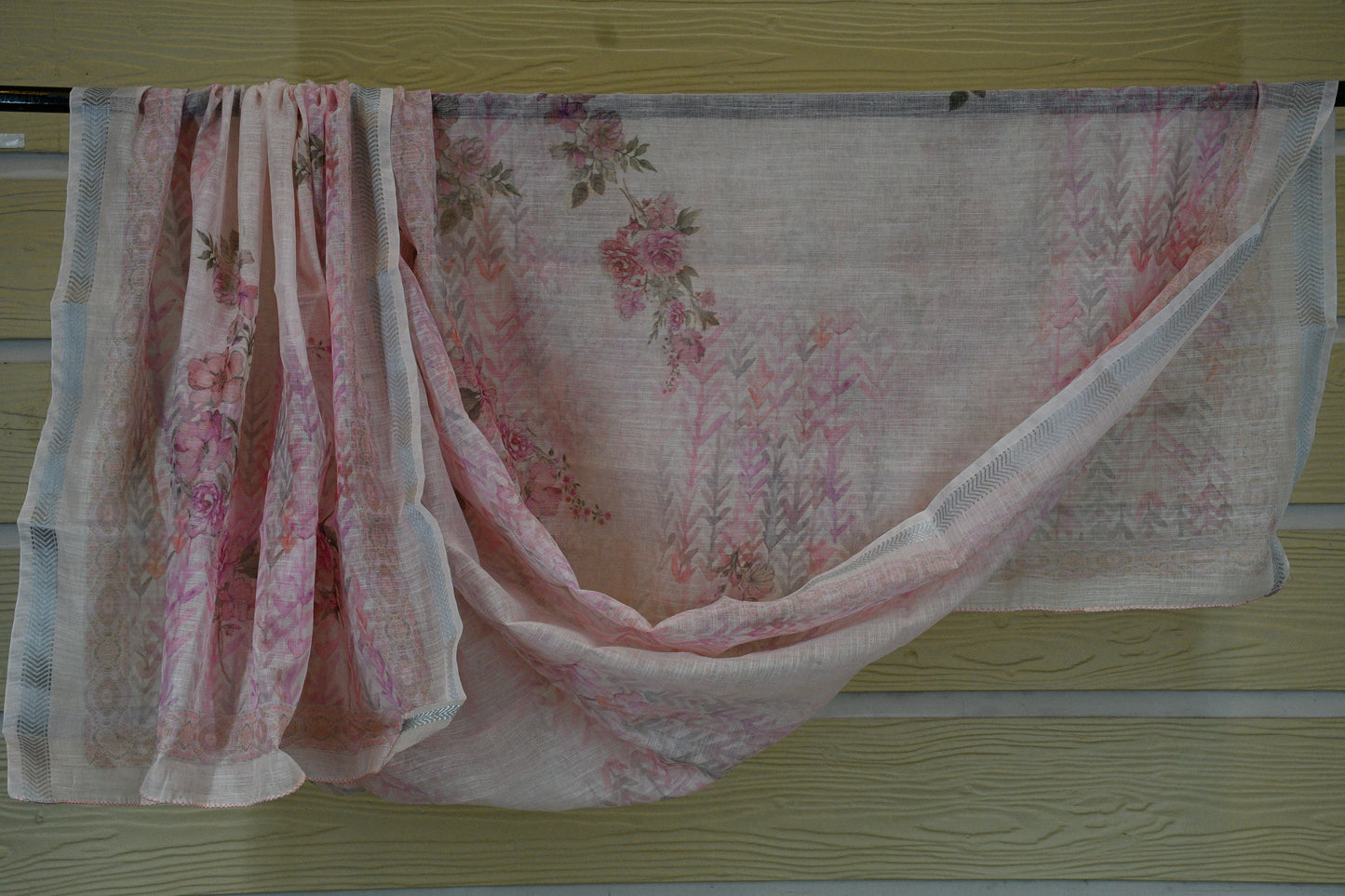 Pastel Pink Floral Printed Dress Material