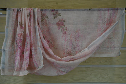 Pastel Pink Floral Printed Dress Material