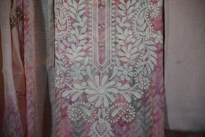 Pastel Pink Floral Printed Dress Material