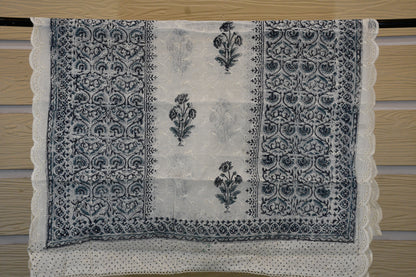 Ivory & Indigo Printed Cotton Dress Material