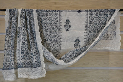 Ivory & Indigo Printed Cotton Dress Material