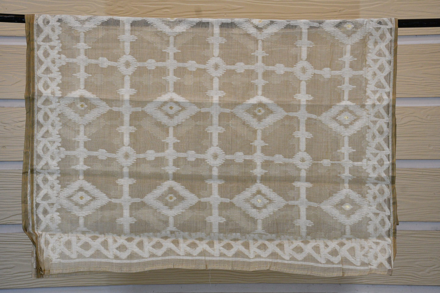 Elegant Sand Beige Embroidered Cotton Dress Material