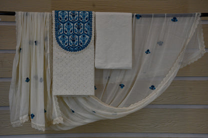 Ivory White Chikankari Dress Material