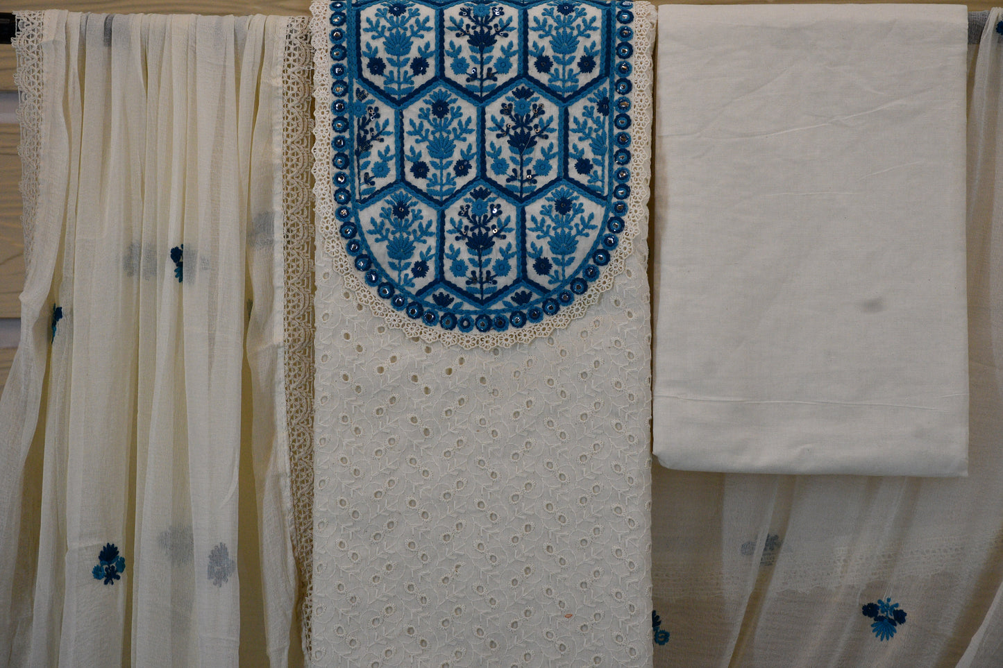Ivory White Chikankari Dress Material