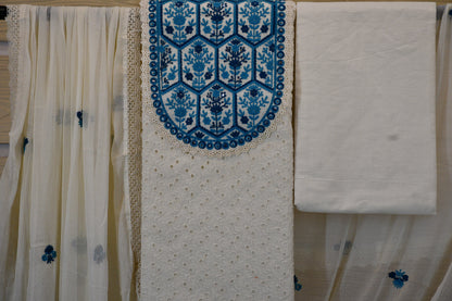 Ivory White Chikankari Dress Material