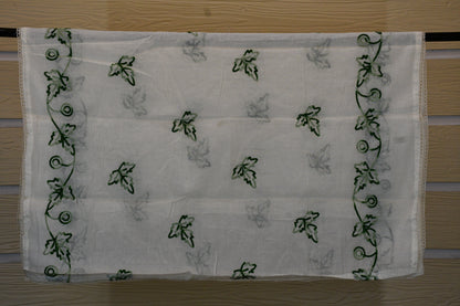 White Floral Embroidered Dress Material