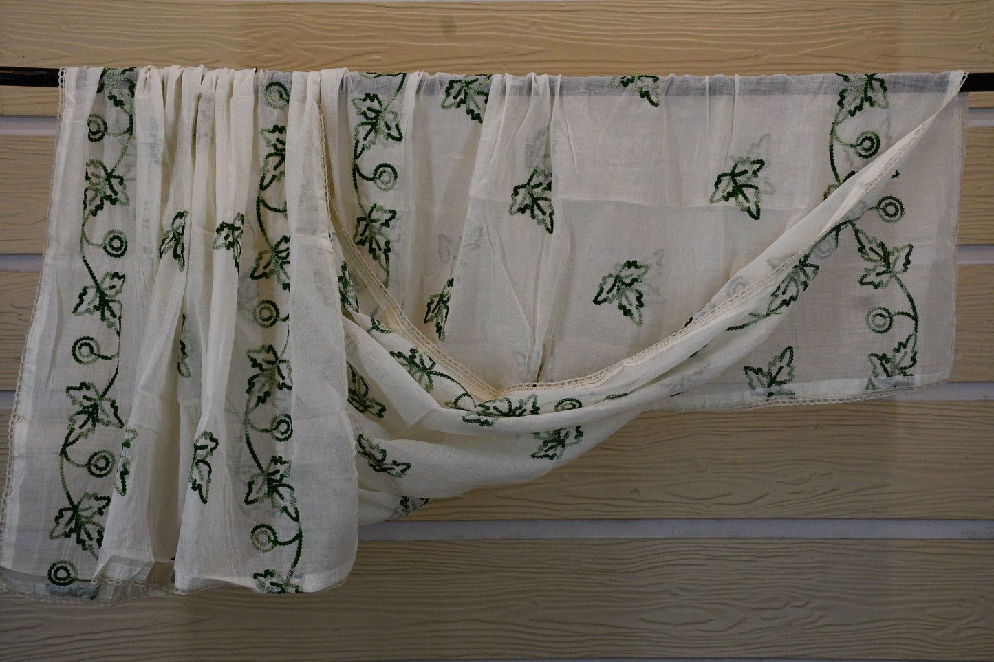 White Floral Embroidered Dress Material