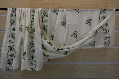 White Floral Embroidered Dress Material