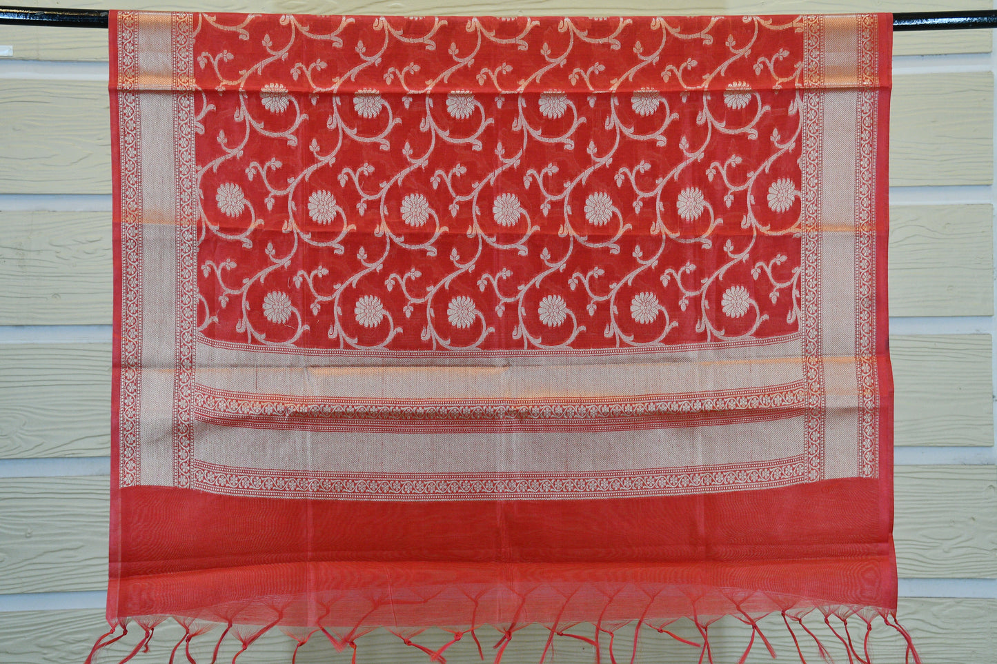 Ruby Red Silk Blend Dress Material