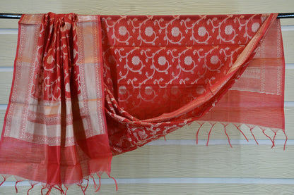 Ruby Red Silk Blend Dress Material